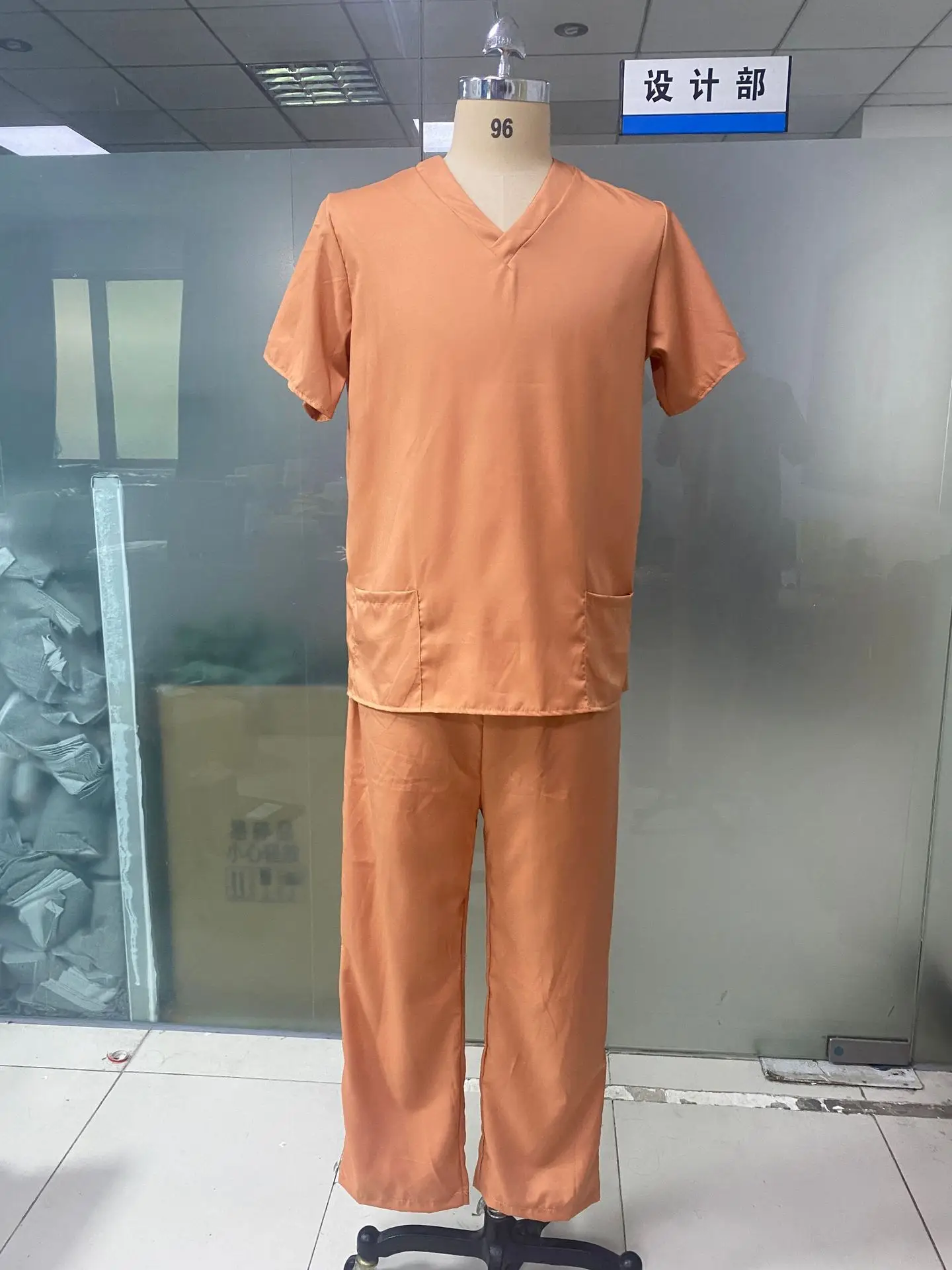 Pink V-Neck Scrub Suit for Medical Staff — feature 42