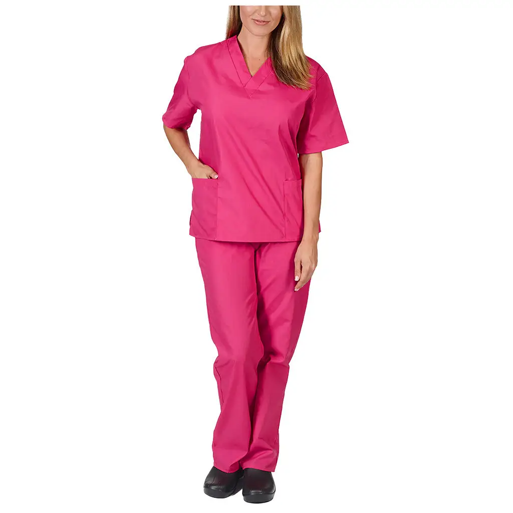 Pink V-Neck Scrub Suit for Medical Staff - Image 8