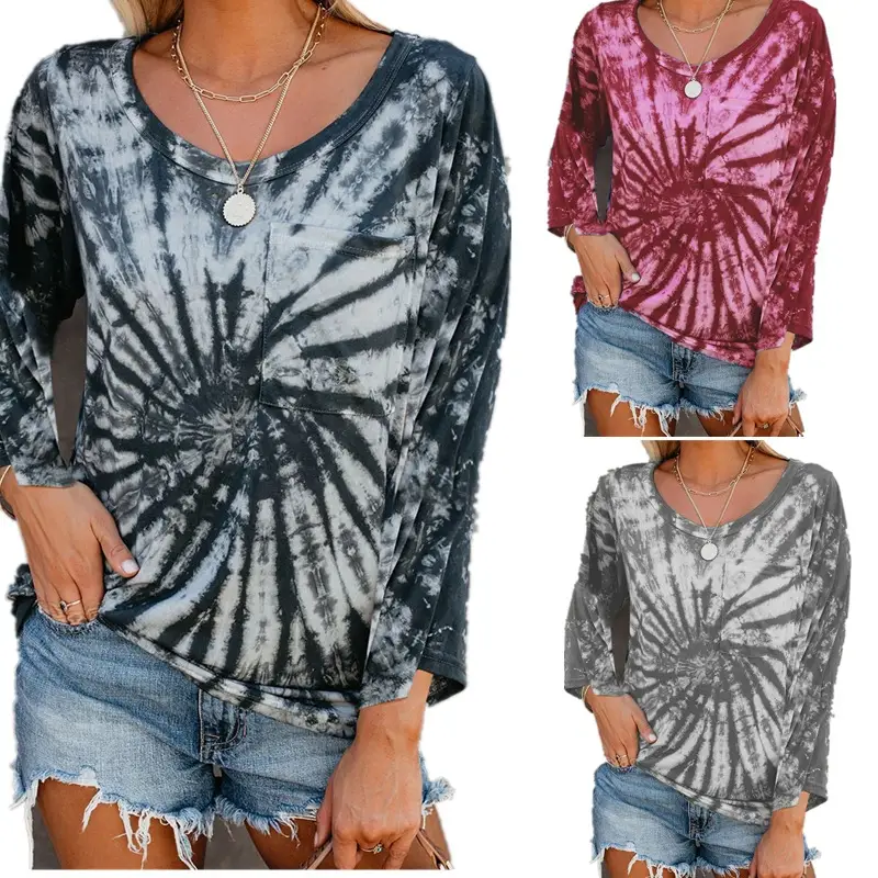 2021 V-Neck Long Sleeve Button Top Shirt Blue — feature 42