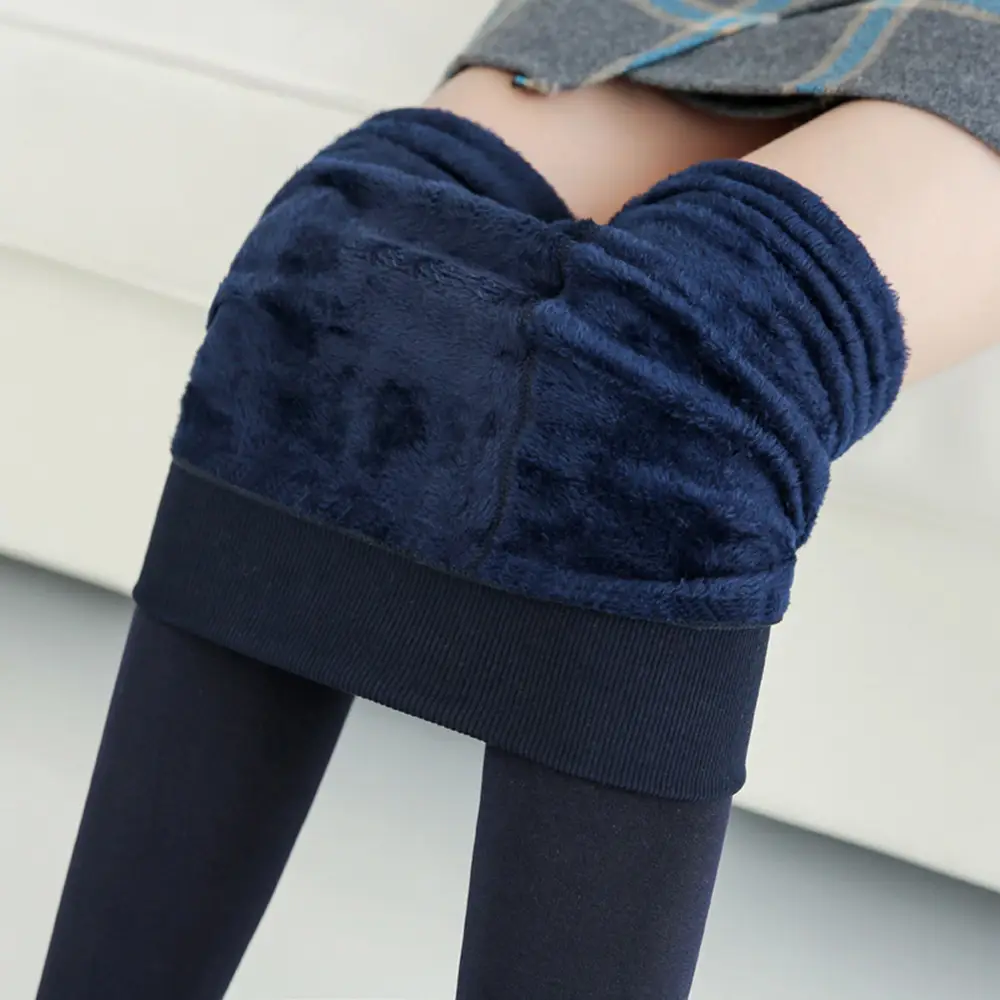 Fleece Lined Thick Leggings Women Retro Plus Size - Image 3