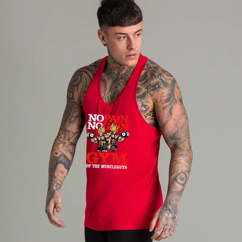 Men's Yellow No Pain No Gain Muscle Vest Summer Training - Image 3
