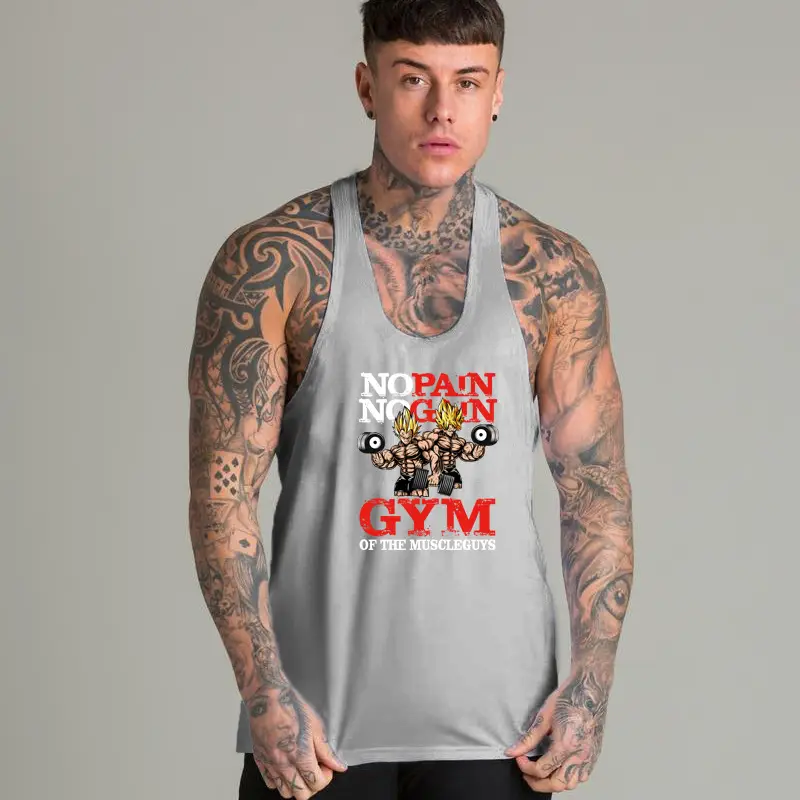 Men's Yellow No Pain No Gain Muscle Vest Summer Training - Image 4
