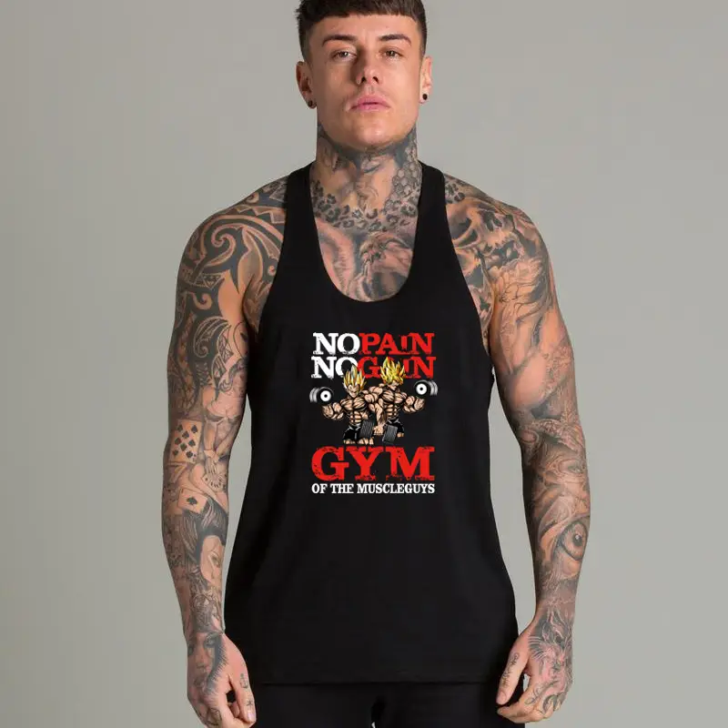 Men's Yellow No Pain No Gain Muscle Vest Summer Training - Image 5