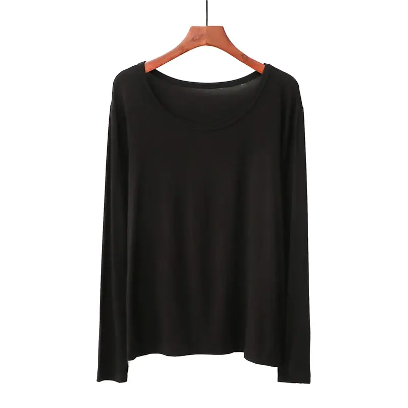 Black Long Sleeve Slim Fit T-Shirt Large — feature 12