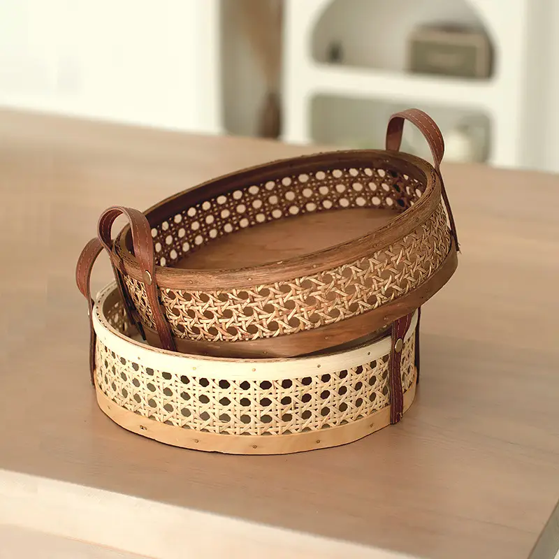 Natural Rattan Storage Basket with Handle for Cake & Bread - Image 4