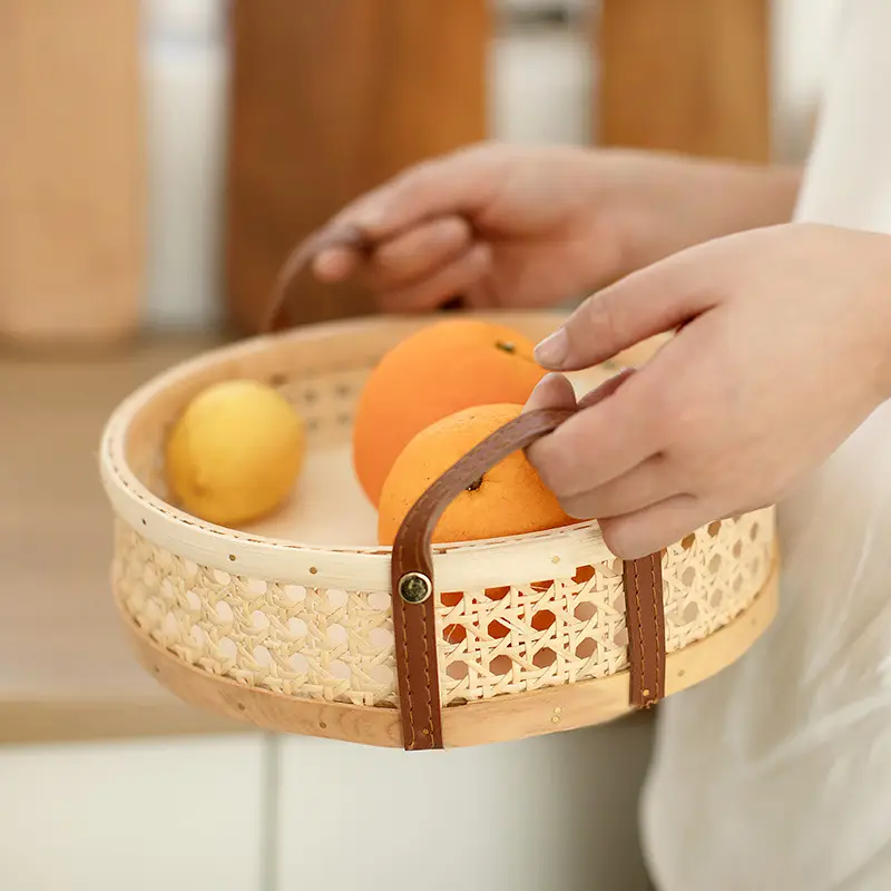 Natural Rattan Storage Basket with Handle for Cake & Bread - Image 5
