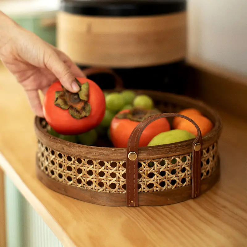 Natural Rattan Storage Basket with Handle for Cake & Bread - Image 6