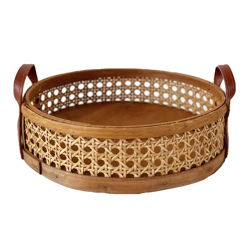 Natural Rattan Storage Basket with Handle for Cake & Bread - Image 2
