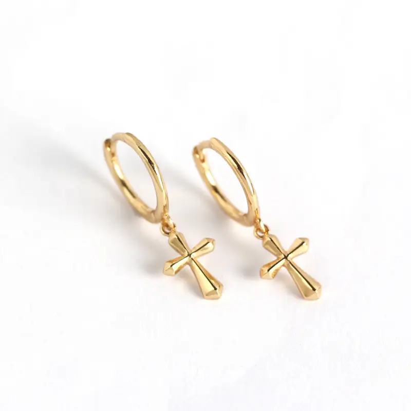 French Style Cross Ear Studs S925 Sterling Silver