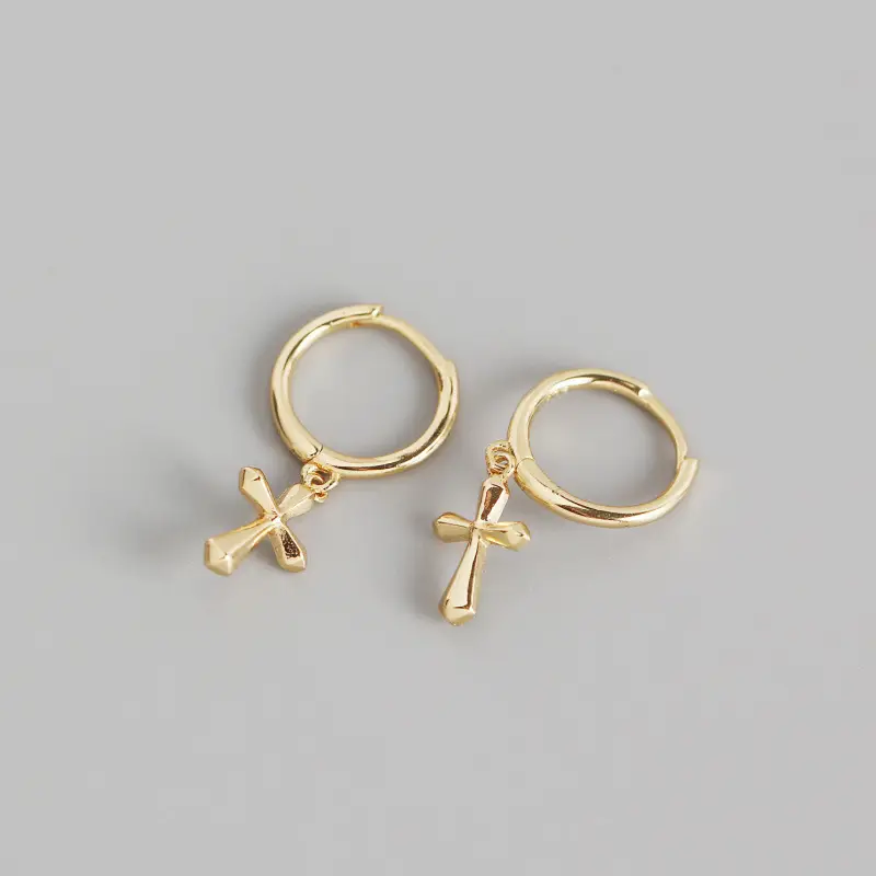 French Style Cross Ear Studs S925 Sterling Silver