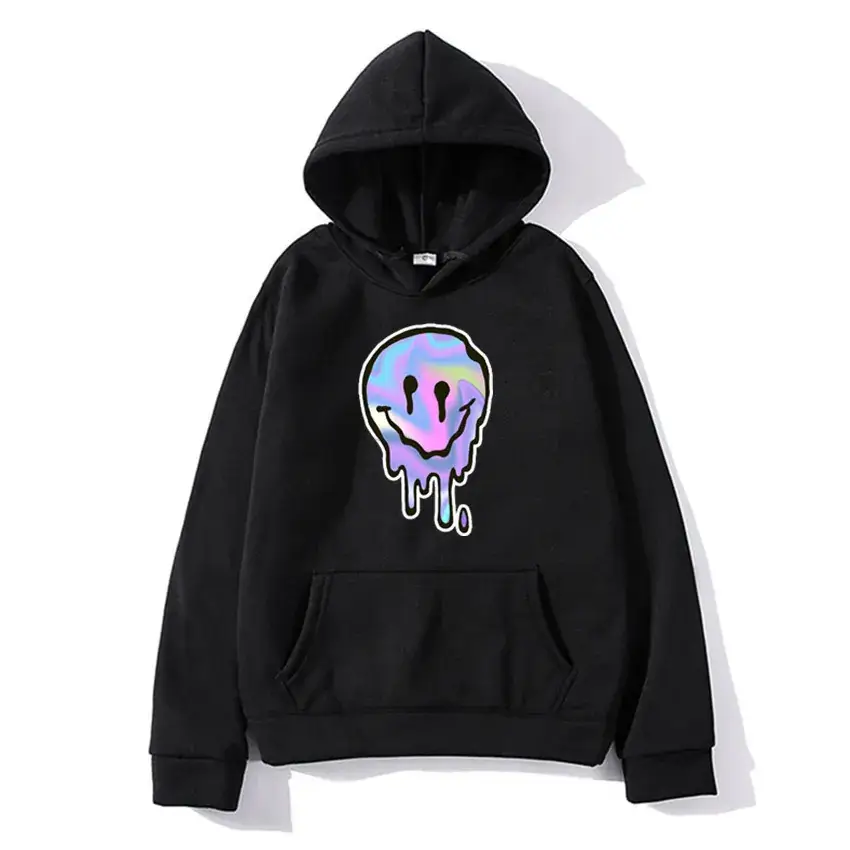 Men's Black Glitter Skull Hoodie with Front Pocket - Image 19