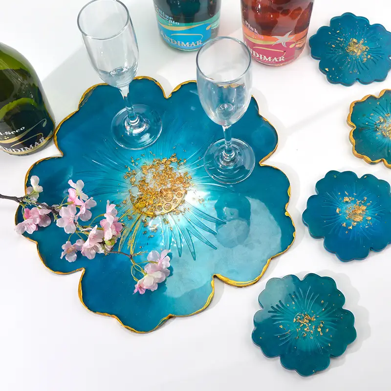 Crystal DIY Mirror Resin Petal Fruit Tray Mold - Image 9