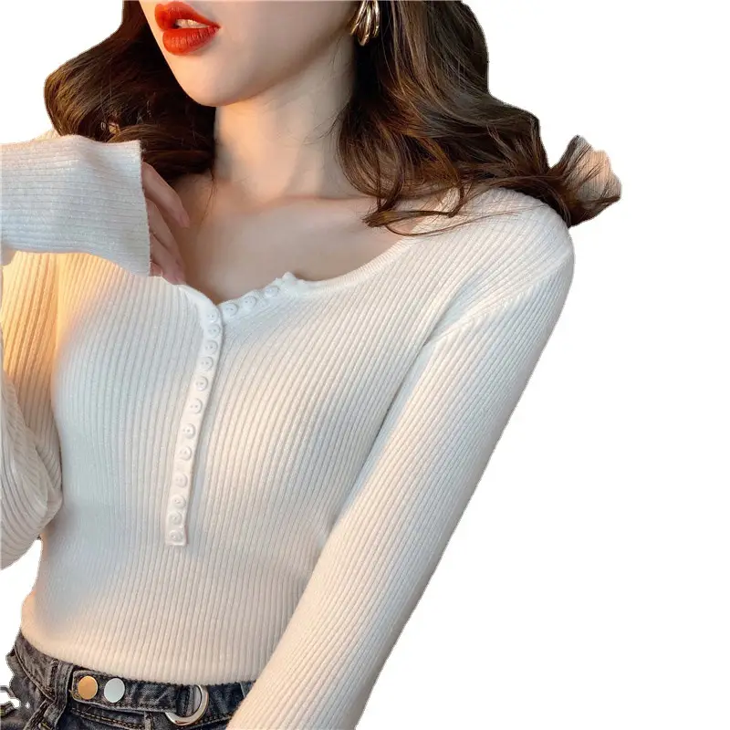 V Neck Knitwear Women 2025 Spring Fall Slim Fit Shirt - Image 15