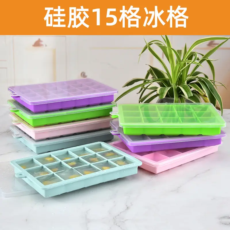 Pink Silicone Ice Tray with Lid 15x24 Grid - Image 3