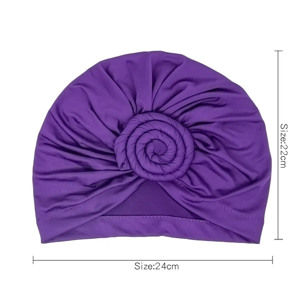 Purple Silk Flower Hat for Women Muslim Milk Silk Turban