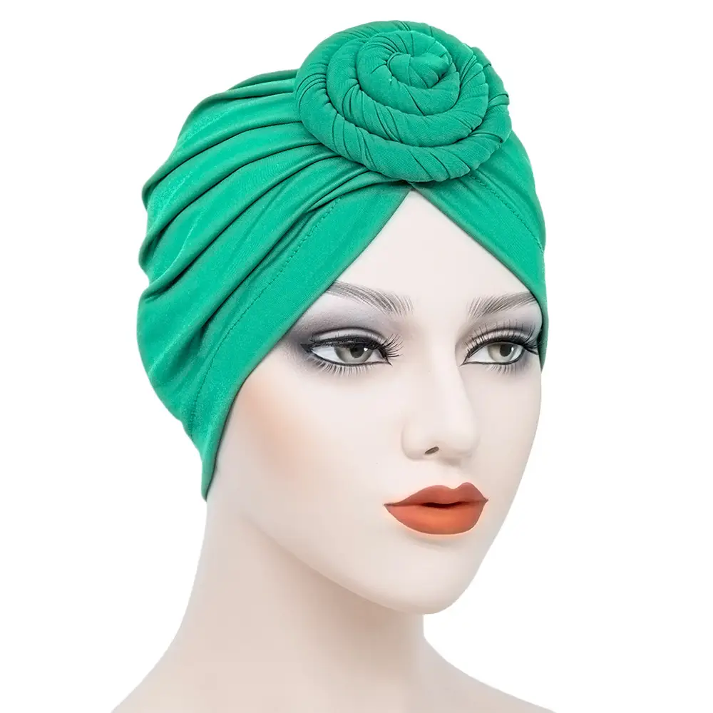 Purple Silk Flower Hat for Women Muslim Milk Silk Turban