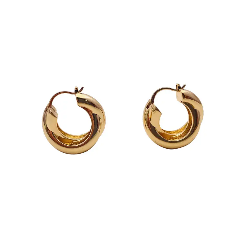 18K Gold Cross Loop Hoop Earrings for Women - Image 5