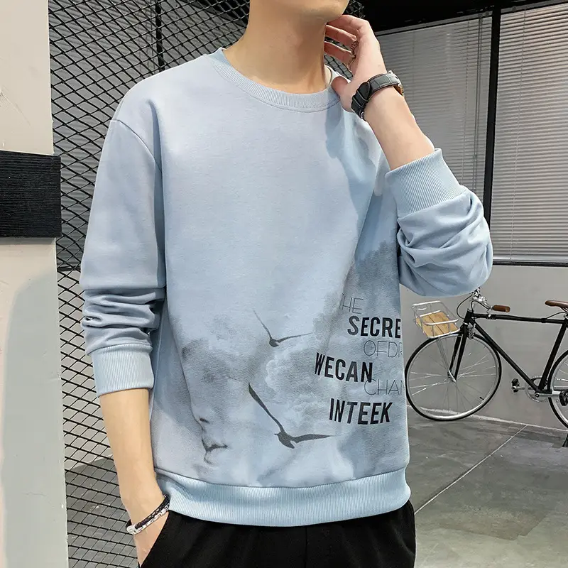 Men's Light Blue Graphic Sweatshirt Casual Wear - Image 4