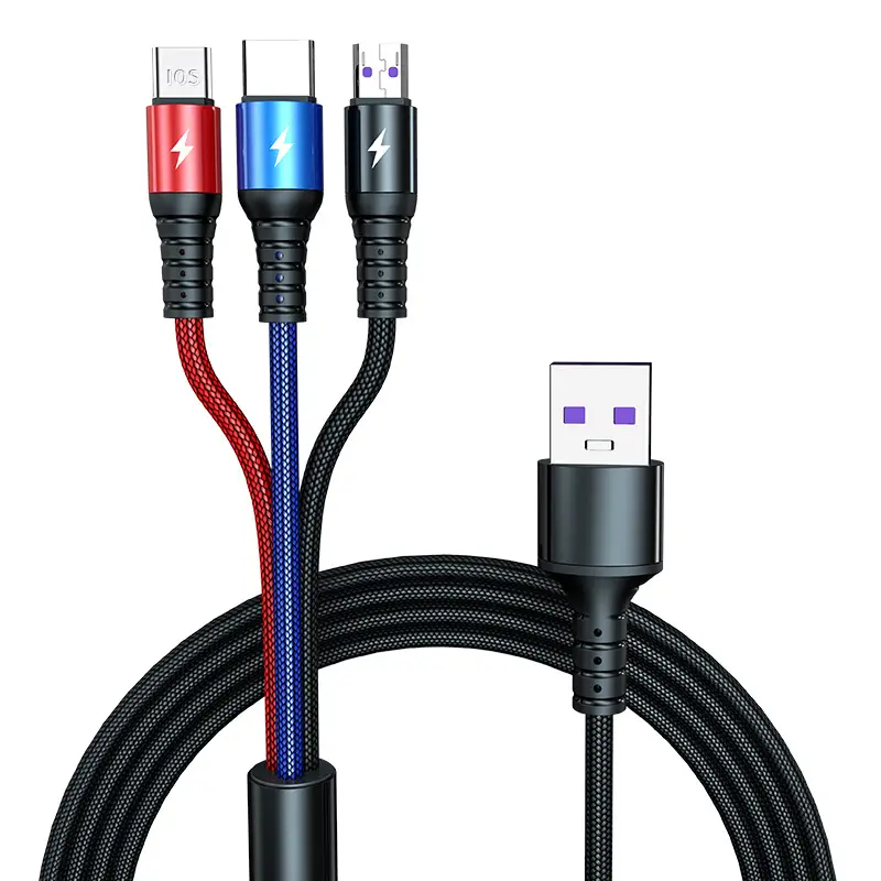 5A One-to-Three Type-C Charging Cable for Apple Android Phones