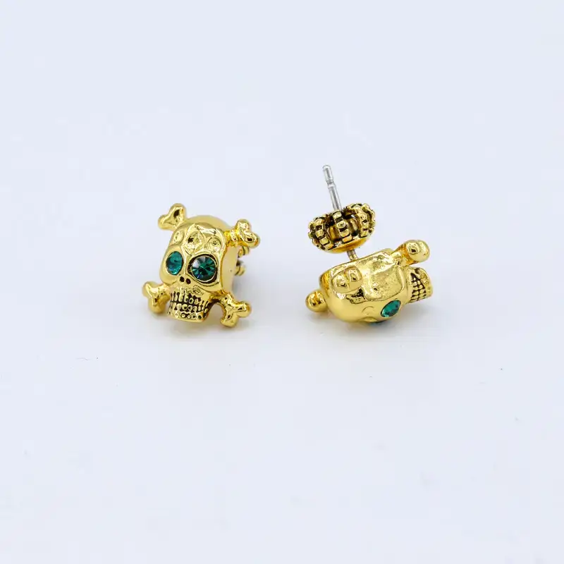 Gold Skull Earrings for Men Women Hip Hop Fashion - Image 2