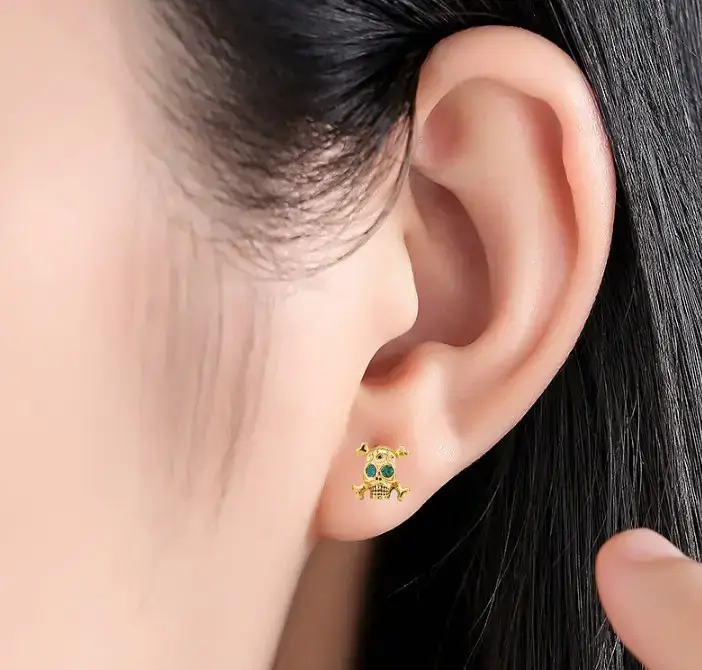 Gold Skull Earrings for Men Women Hip Hop Fashion - Image 4