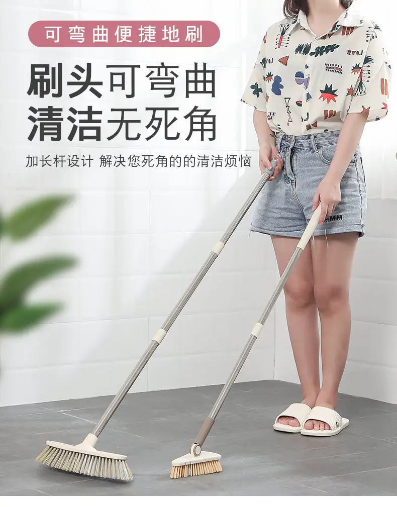 Pink Triangular Floor Brush for Bathroom Tiles Cleaning — feature 1