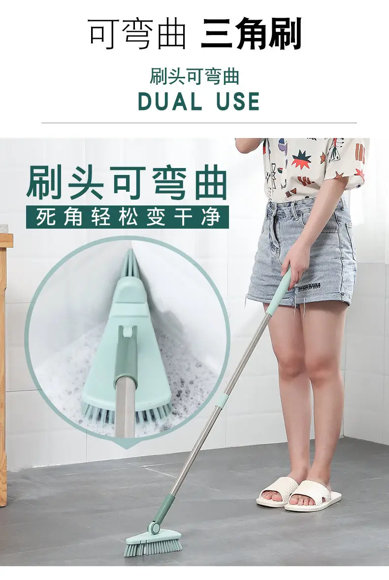 Pink Triangular Floor Brush for Bathroom Tiles Cleaning — feature 12