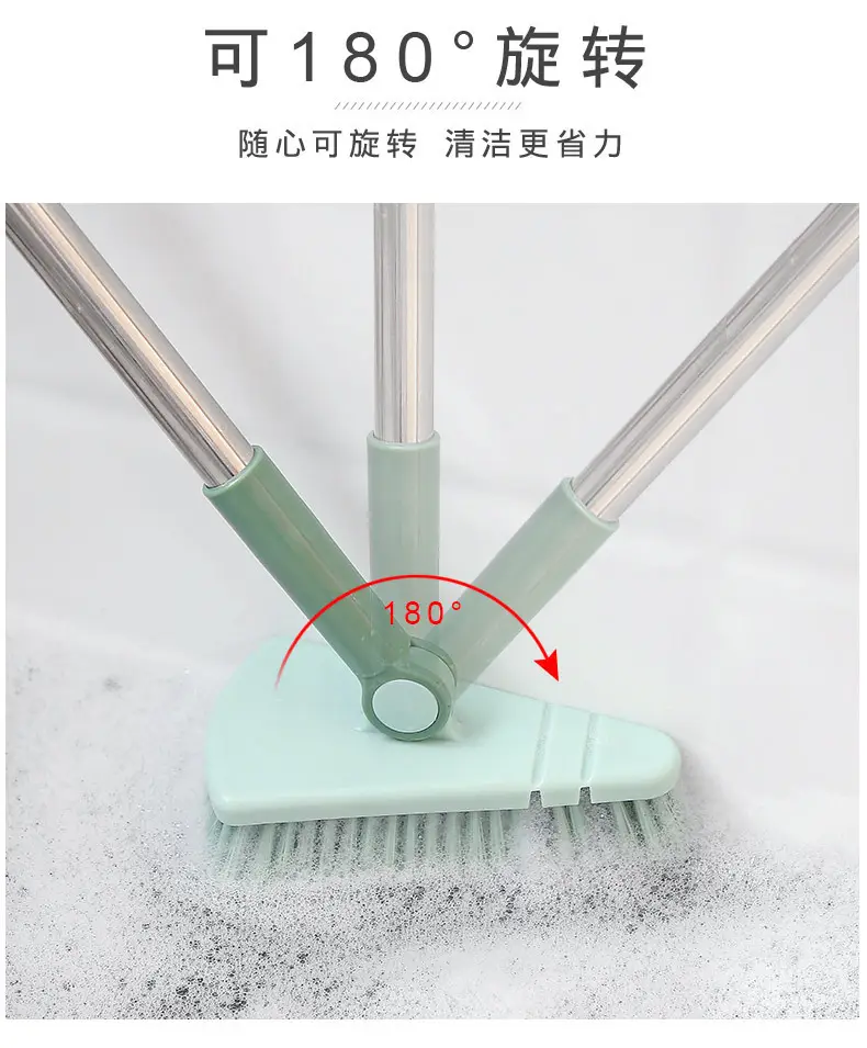 Pink Triangular Floor Brush for Bathroom Tiles Cleaning — feature 13
