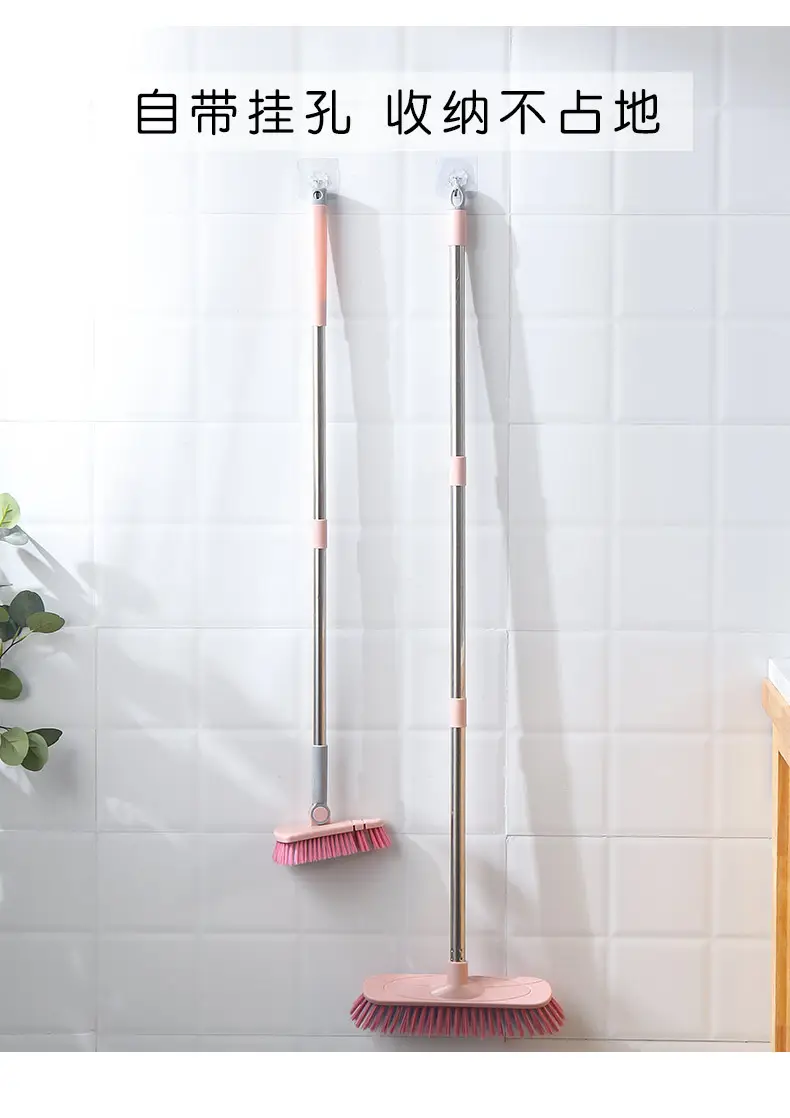 Pink Triangular Floor Brush for Bathroom Tiles Cleaning — feature 16