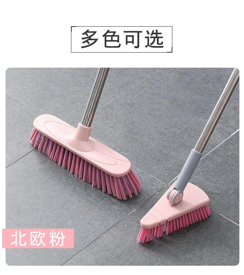 Pink Triangular Floor Brush for Bathroom Tiles Cleaning — feature 19
