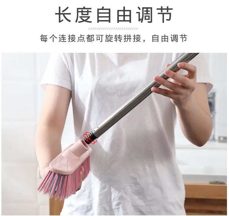 Pink Triangular Floor Brush for Bathroom Tiles Cleaning — feature 9