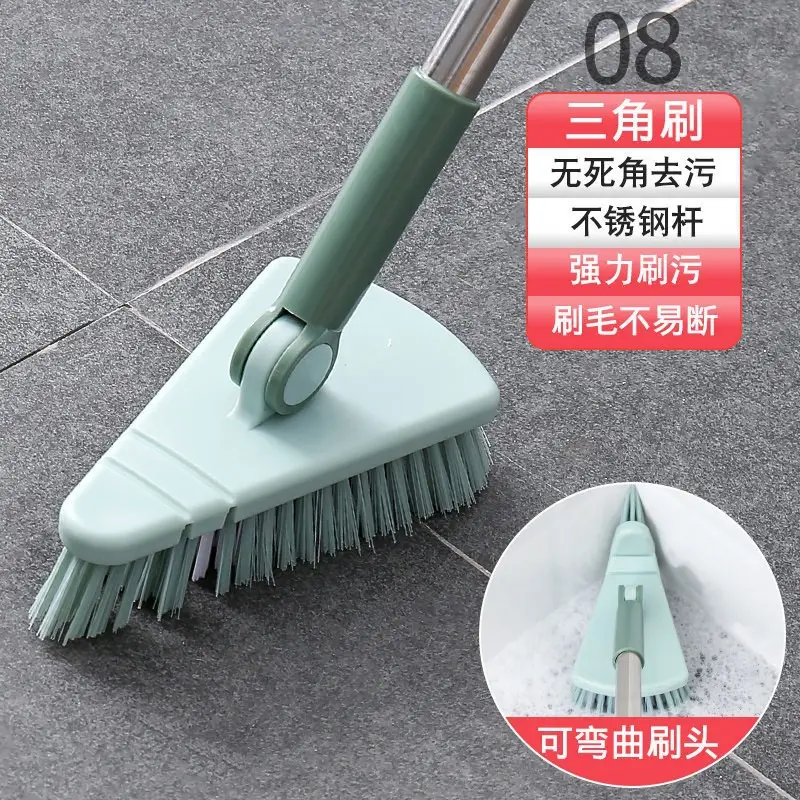 Pink Triangular Floor Brush for Bathroom Tiles Cleaning - Image 2