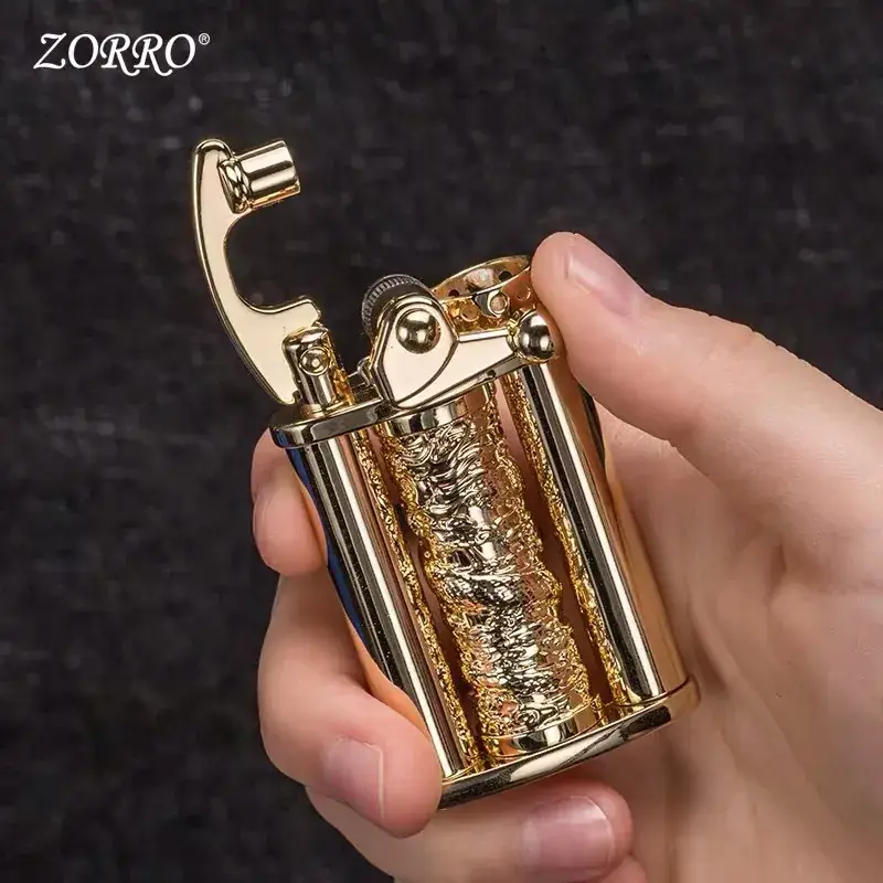 Zorro Carved Dragon Lighter with Gold Finish - Image 7