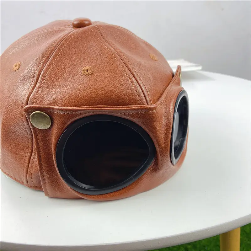 Men's Brown PU Leather Baseball Cap Korean Style - Image 6