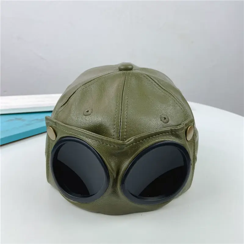 Men's Brown PU Leather Baseball Cap Korean Style — feature 20