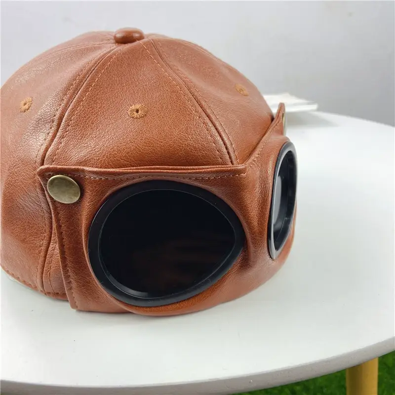 Men's Brown PU Leather Baseball Cap Korean Style — feature 27