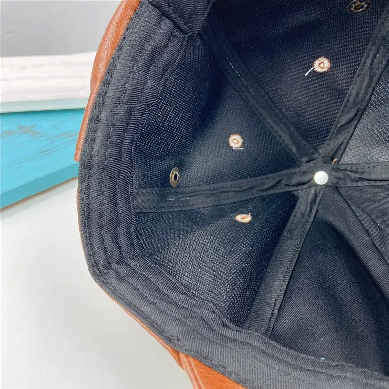 Men's Brown PU Leather Baseball Cap Korean Style — feature 30