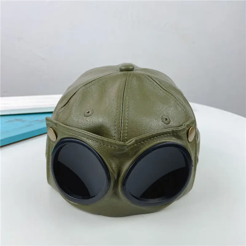 Men's Brown PU Leather Baseball Cap Korean Style - Image 3