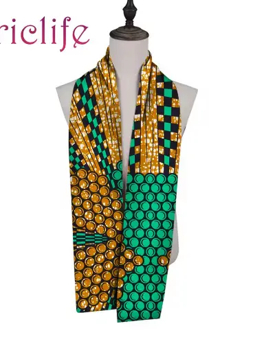 African Print Long Scarf for Men Women Cotton Shawl