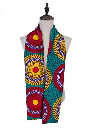 African Print Long Scarf for Men Women Cotton Shawl