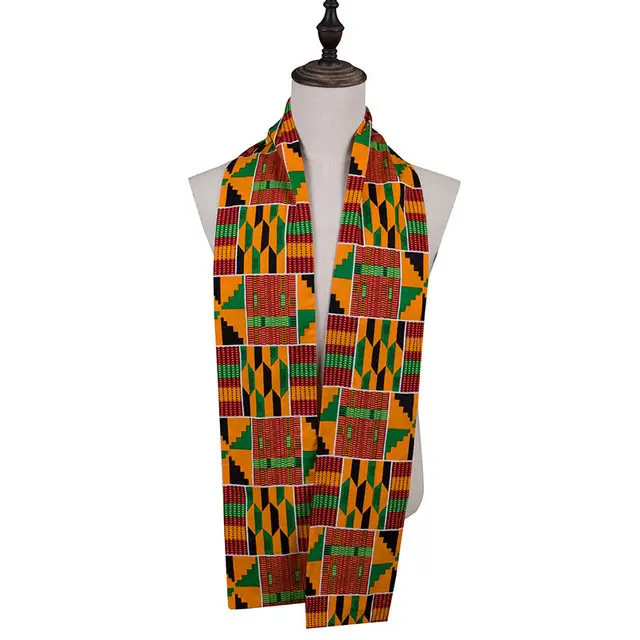African Print Long Scarf for Men Women Cotton Shawl
