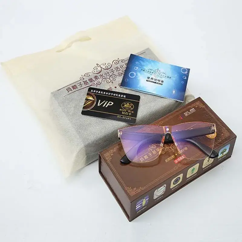 Men Clearance Anion Oxygen Mirror Glasses Black Gold - Image 4