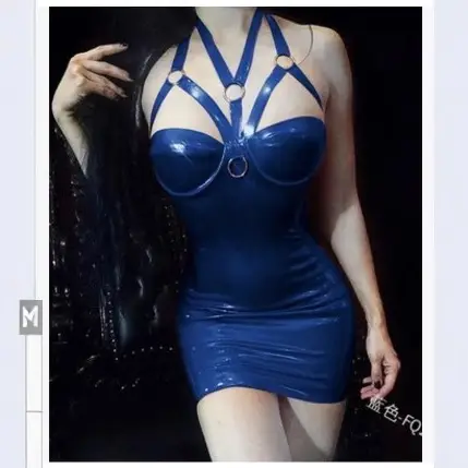 2021 Women's Dark Blue High Waist Halter Skirt Set - Image 9