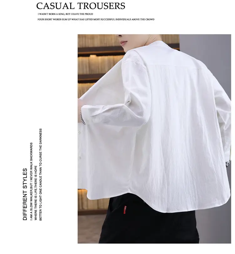 Men Light Blue Button Collar Shirt Long Sleeve — feature 12