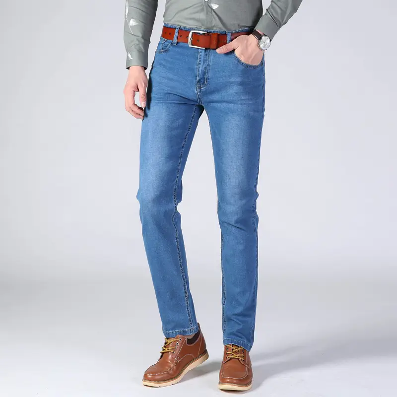 Men Dark Blue Stretch Denim Trousers Large - Image 14