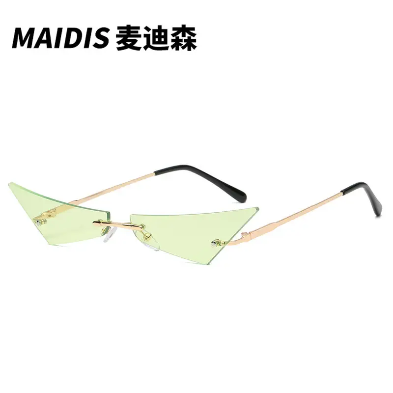 Punk Frameless Metal Sunglasses Men Women European American Street Photography Narrow Side Small Frame Sunglasses Women - Image 8