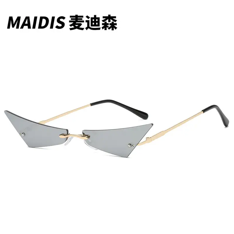 Punk Frameless Metal Sunglasses Men Women European American Street Photography Narrow Side Small Frame Sunglasses Women - Image 9