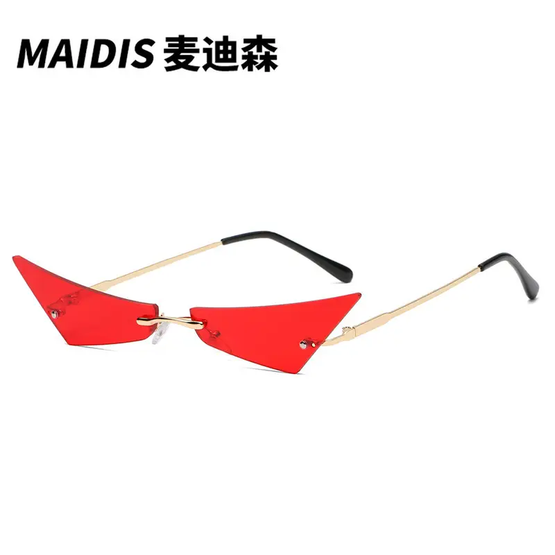 Punk Frameless Metal Sunglasses Men Women European American Street Photography Narrow Side Small Frame Sunglasses Women - Image 10