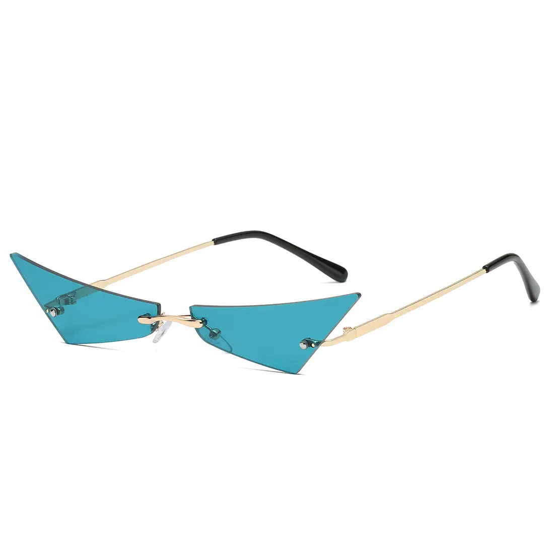Punk Frameless Metal Sunglasses Men Women European American Street Photography Narrow Side Small Frame Sunglasses Women - Image 5
