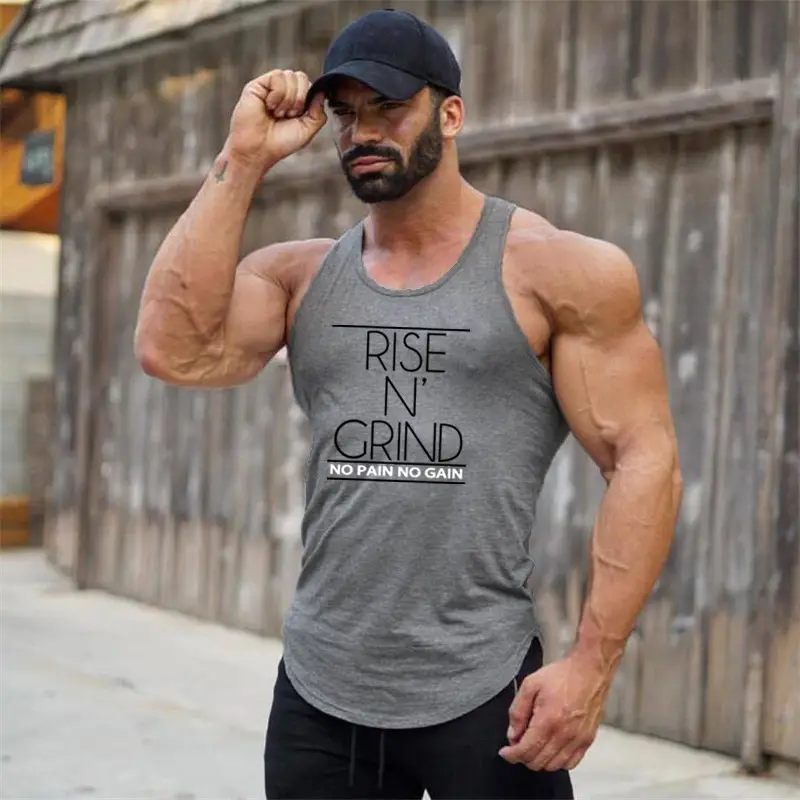 Men's Olive Sleeveless Muscle Vest "Rise In Grind" - Image 7